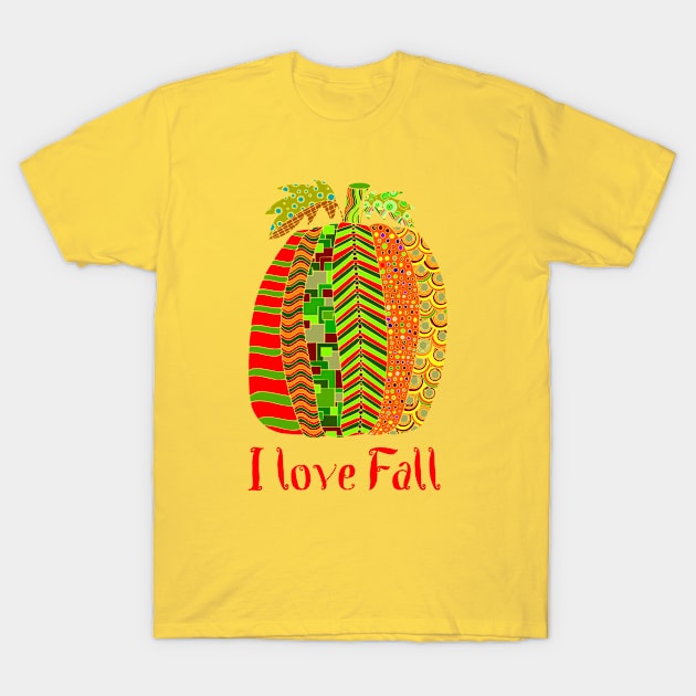 I love Fall - pumpkin design T-Shirt by AlondraHanley